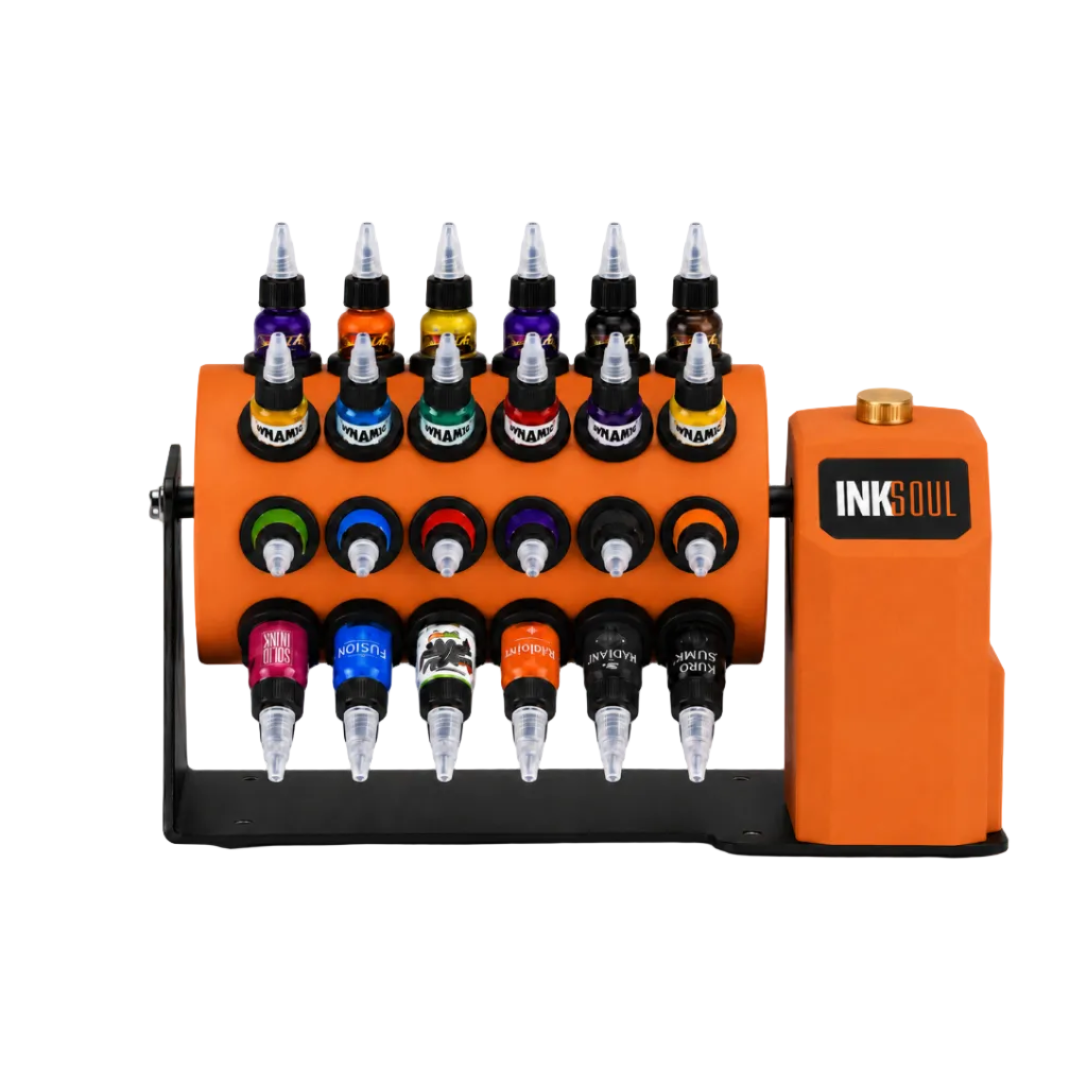 INKSOUL Rotating Tattoo Ink Rack – Professional Tattoo Ink Organizer and Mixer
