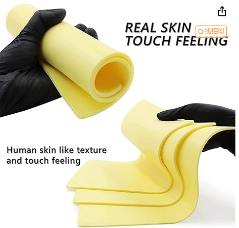 6 pezzi Kit di pratica della pelle da tatuaggio da 3 mm, 12x8 in fitta pelle falsa in silicone vuoto