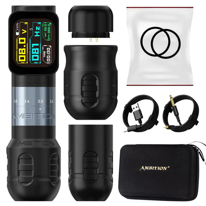 Ambition Seher Pro Wireless Tattoo Pen Machine with 6 Strokes Length 2.2mm-4.2mm