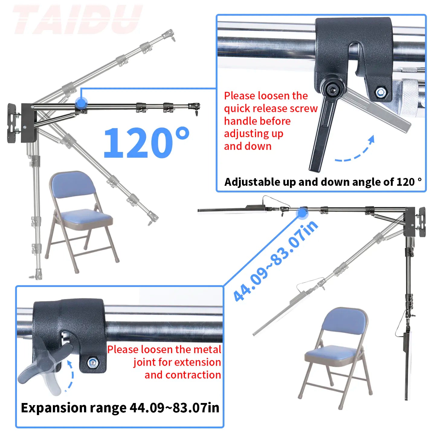 TAIDU PROMOTIONAL PL-48 LARGE PANEL TELESCOPING TATTOO WALL LIGHT