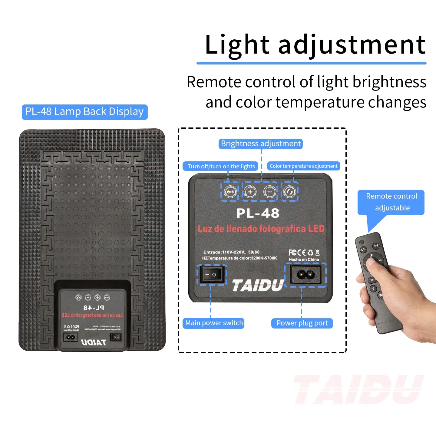 TAIDU PROMOTIONAL PL-48 LARGE PANEL TELESCOPING TATTOO WALL LIGHT