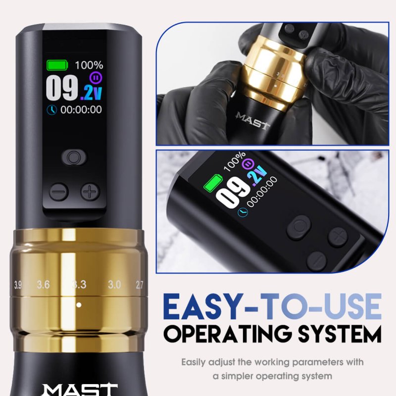 Dragonhawk Wireless Tattoo Pen Machine 2,4-4,2 mm Lunghezza due impugnature | Mast Fold 2 Pro