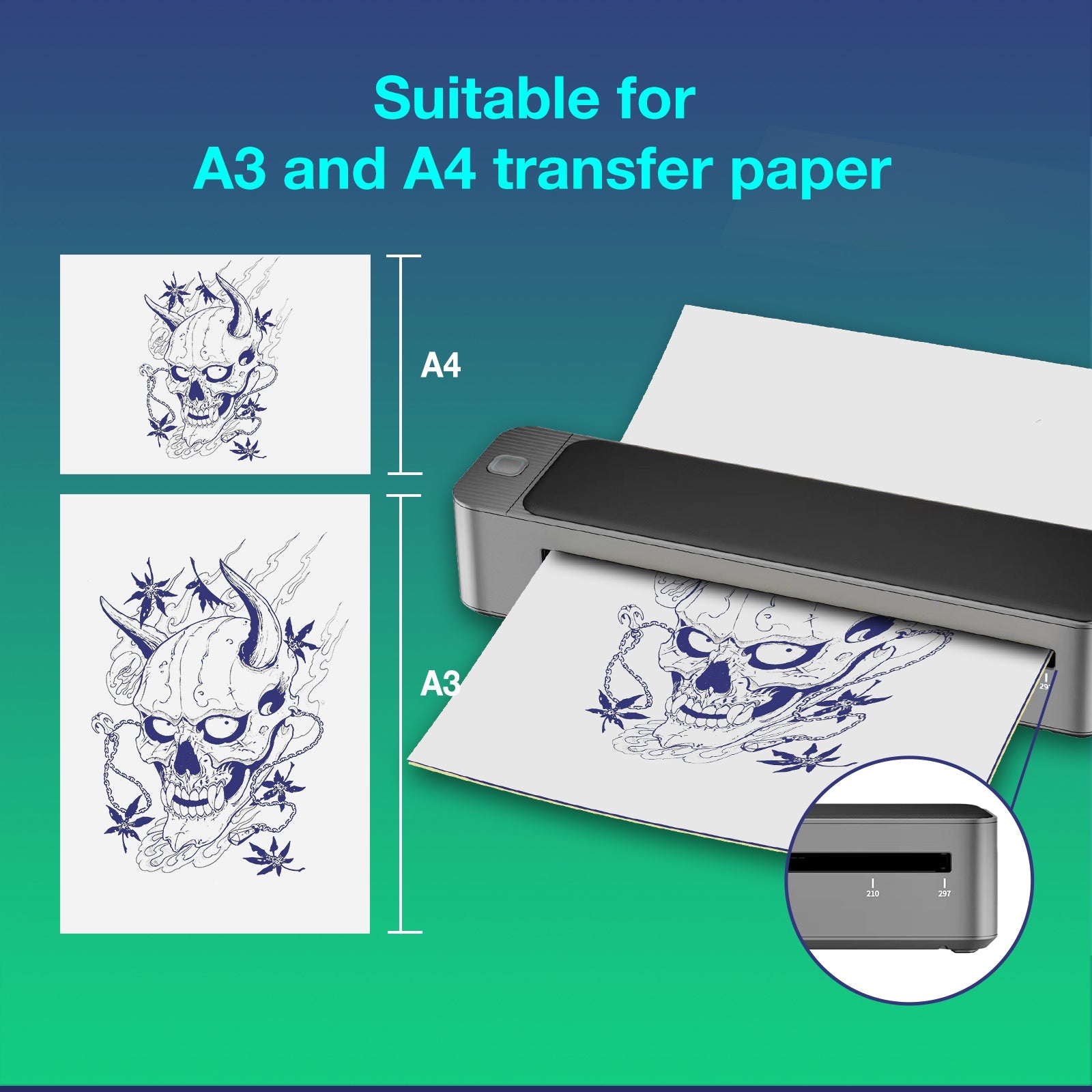 INKSOUL®️ Upgraded A3 Bluetooth Tattoo Stencil Printer Portable Tattoo Transfer Machine for Large-Scale Tattoo Stencil