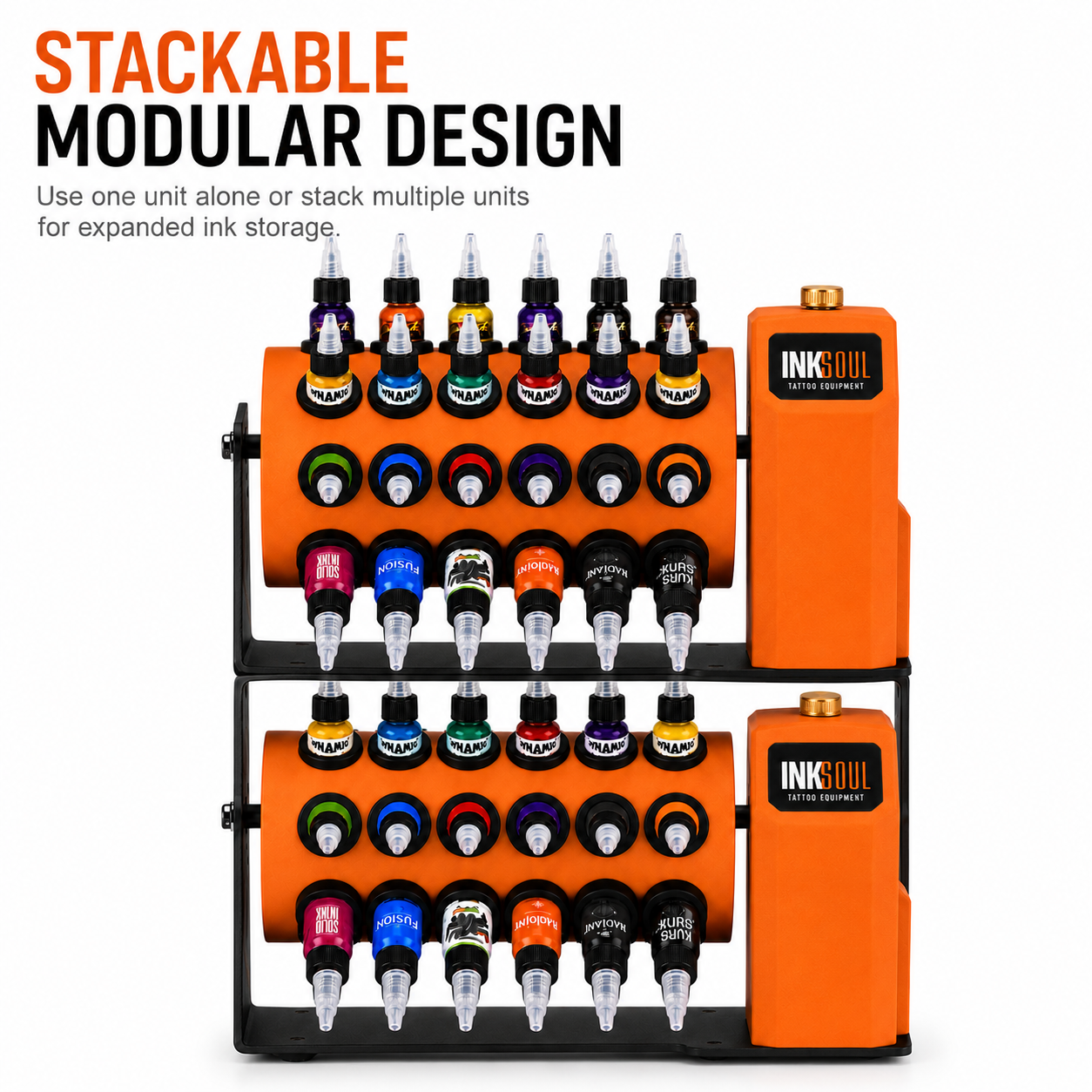 INKSOUL Rotating Tattoo Ink Rack｜Continuous Ink Mixing Organizer for Tattoo Artists｜48-Bottle Rotating Ink Organizer