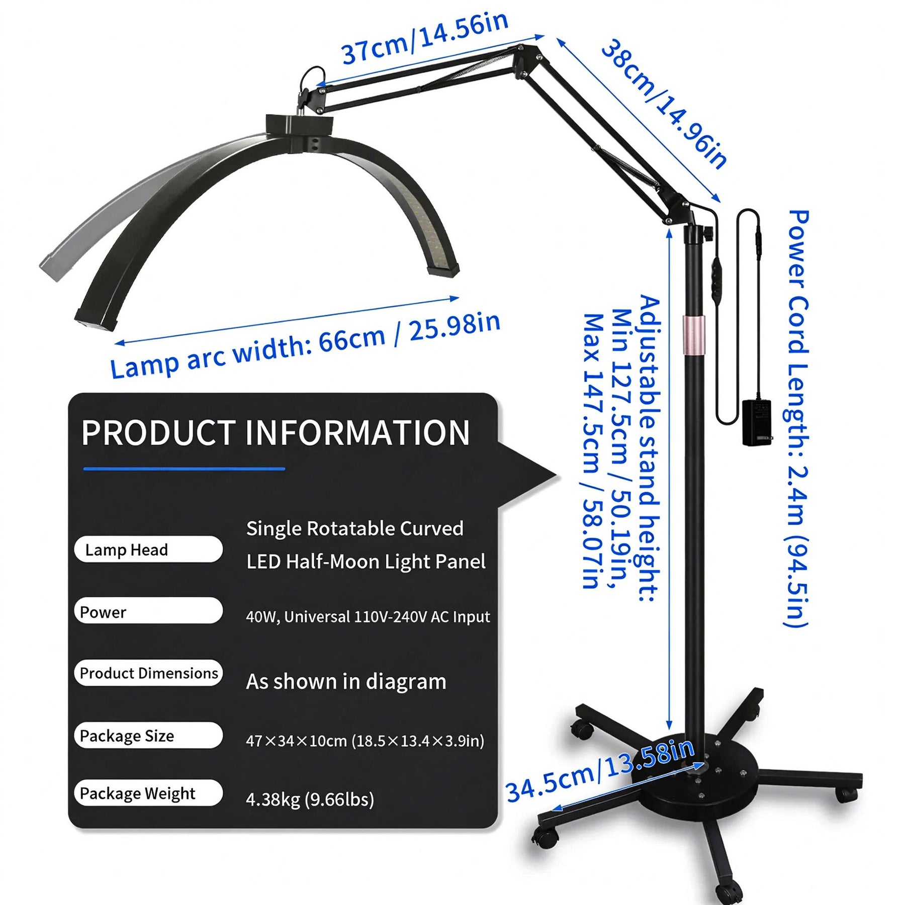 TAIDU X5 Anti-Glare Floor Stand Tattoo Shading Light
