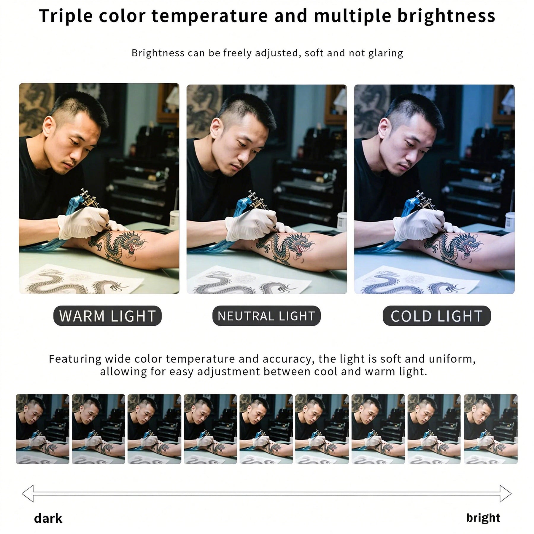 TAIDU X5 Anti-Glare Floor Stand Tattoo Shading Light