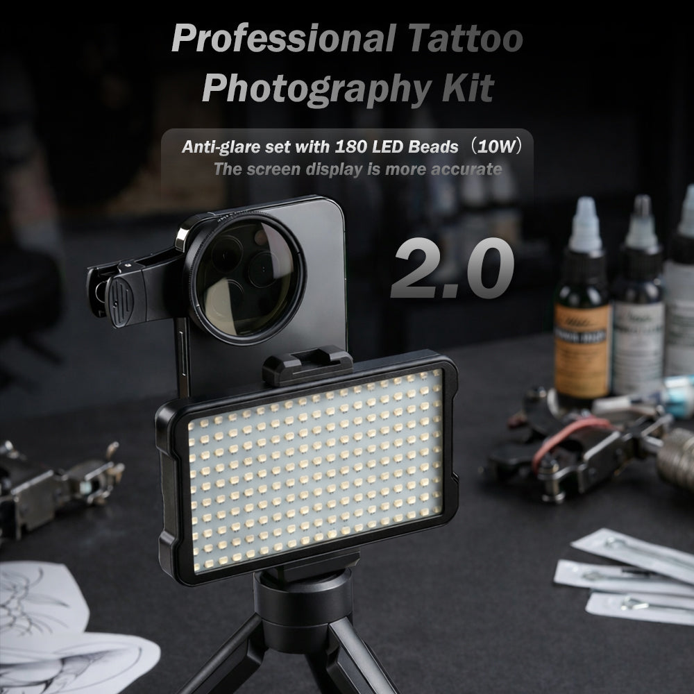 Professional Tattoo Photography Anti-2.0 Glare Kit 180 LED Beads（10W）