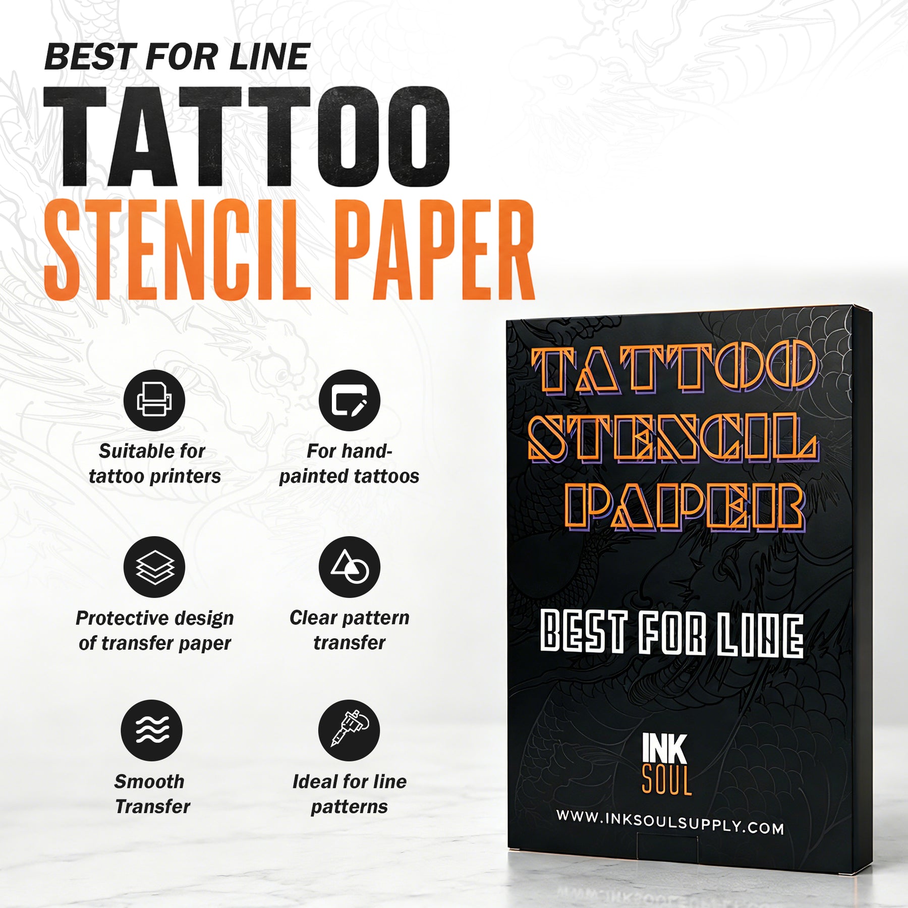 INKSOUL® TATTOO TRANSFER STENCIL PAPER LP100 A4 100sheets（BEST FOR Line）