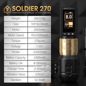 AMBITION SOLDIER 270 WIRELESS TATTOO PEN MACHINE