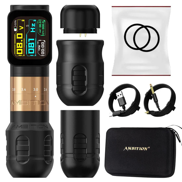 Ambition Seher Pro Wireless Tattoo Pen Machine with 6 Strokes Length 2.2mm-4.2mm