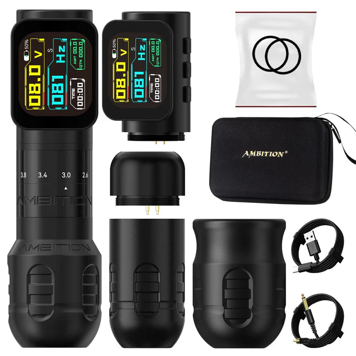 Ambition Seher Pro Wireless Tattoo Pen Machine with 6 Strokes Length 2.2mm-4.2mm