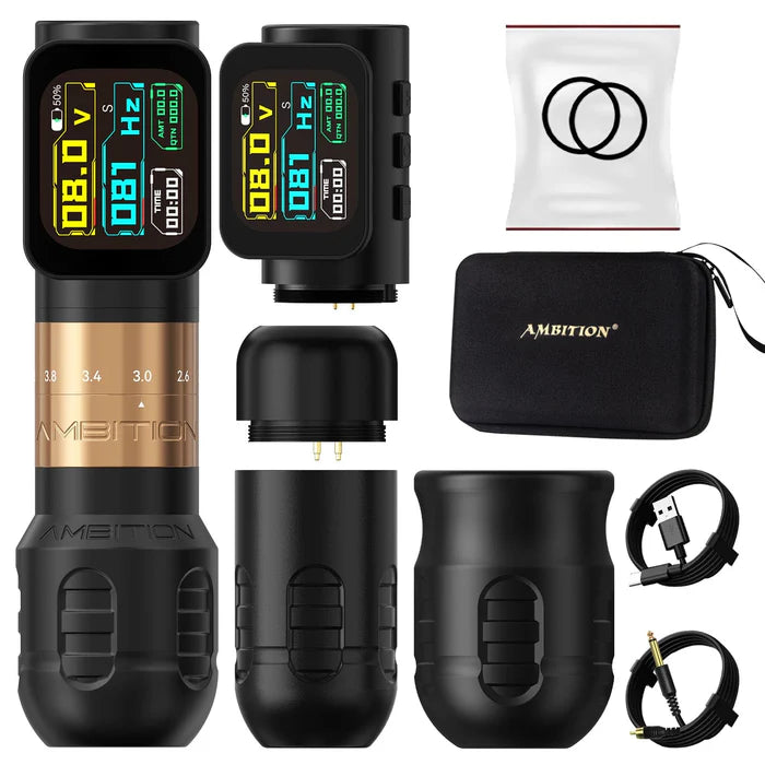 Ambition Seher Pro Wireless Tattoo Pen Machine with 6 Strokes Length 2.2mm-4.2mm