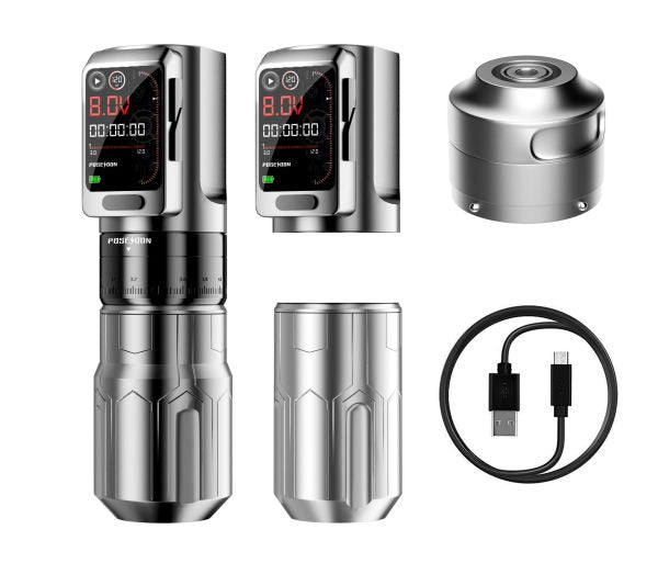 POSEIDON-S-LUXE DUAL POWER TATTOO PEN SET – WIRELESS FREEDOM MEETS WIRED PRECISION