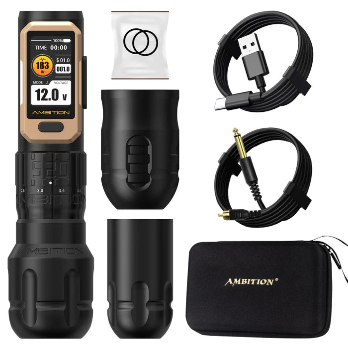 Ambition Soldier Pro 520 Wireless Tattoo Pen Machine with 6 Strokes Length 2.2mm-4.2mm