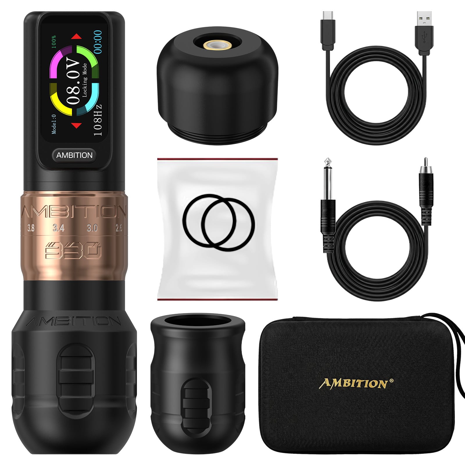 Ambition Seher Plus Wireless Tattoo Pen Machine with 6 Strokes Length 2.2mm-4.2mm