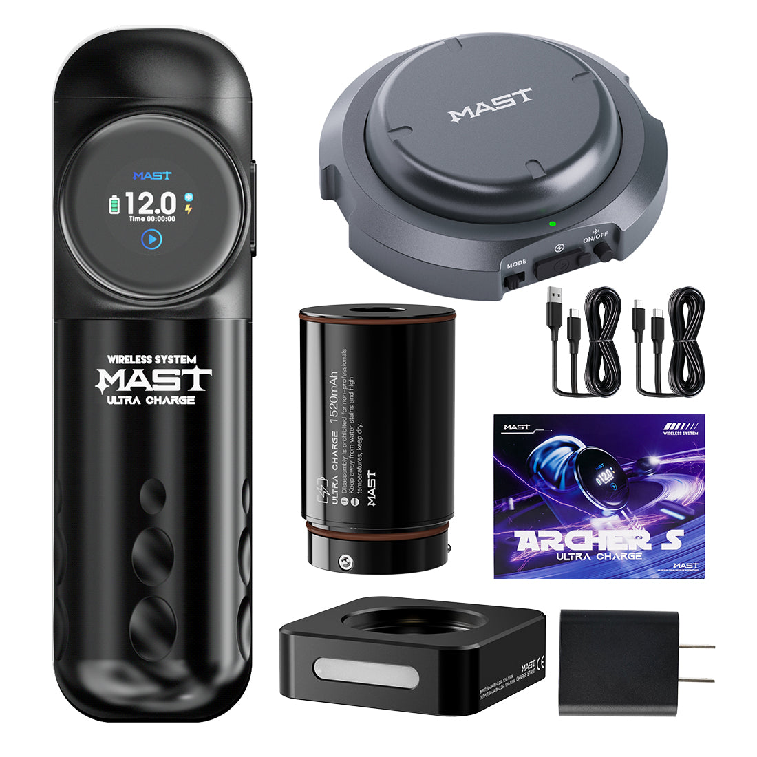 Tattoo Kit | Dragonhawk Archer S Machine Pen Wireless Professional Bundle with Bluetooth Pedal