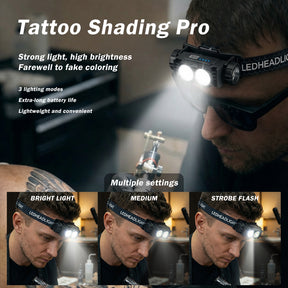 INKSOUL® Tattoo Headlamp with Polarized Glasses Anti-Reflective LED Light for Tattoo, Embroidery & Cosmetic Work
