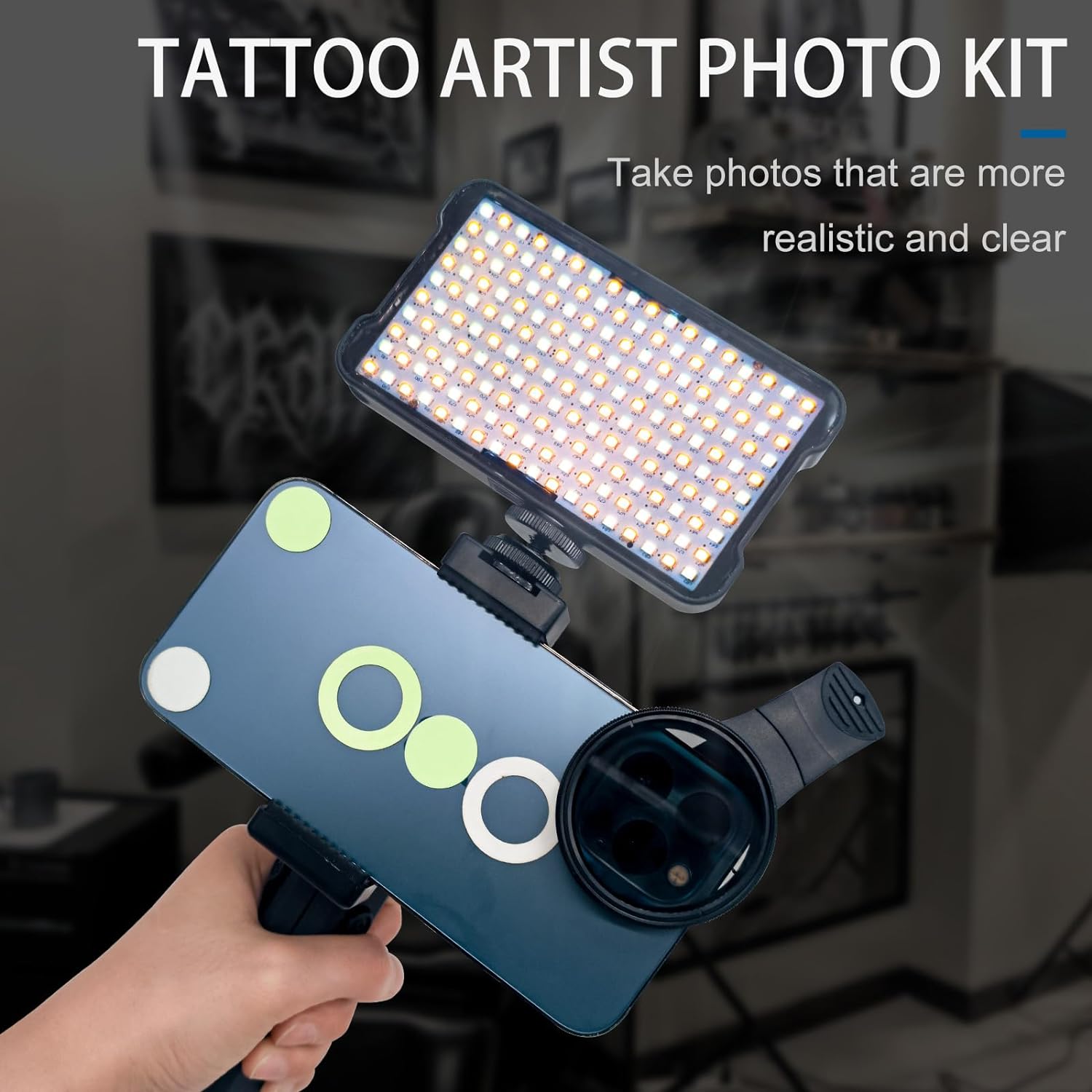 Professional Tattoo Photography Anti-2.0 Glare Kit 180 LED Beads（10W）