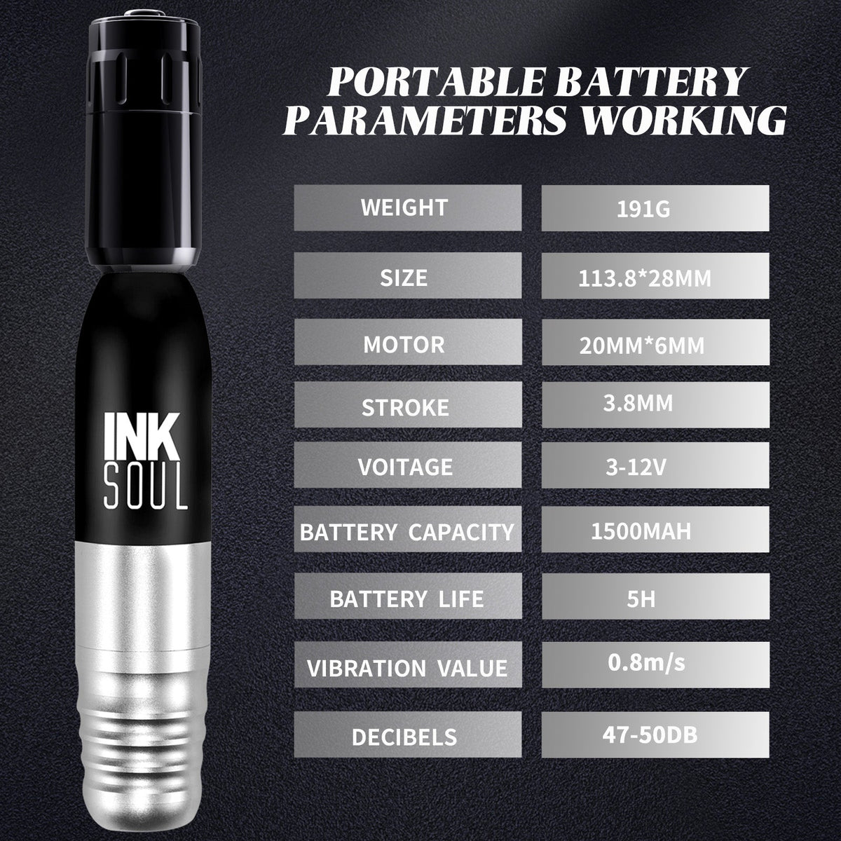 Inksoul K1 | Wireless Tattoo Kit | Includes Two Batteries