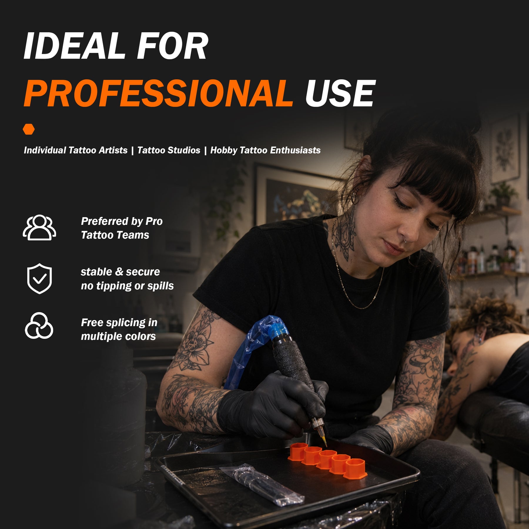 INKSOUL Disposable Silicone Tattoo Ink Caps  180Pcs/Set Hexagon Splicable