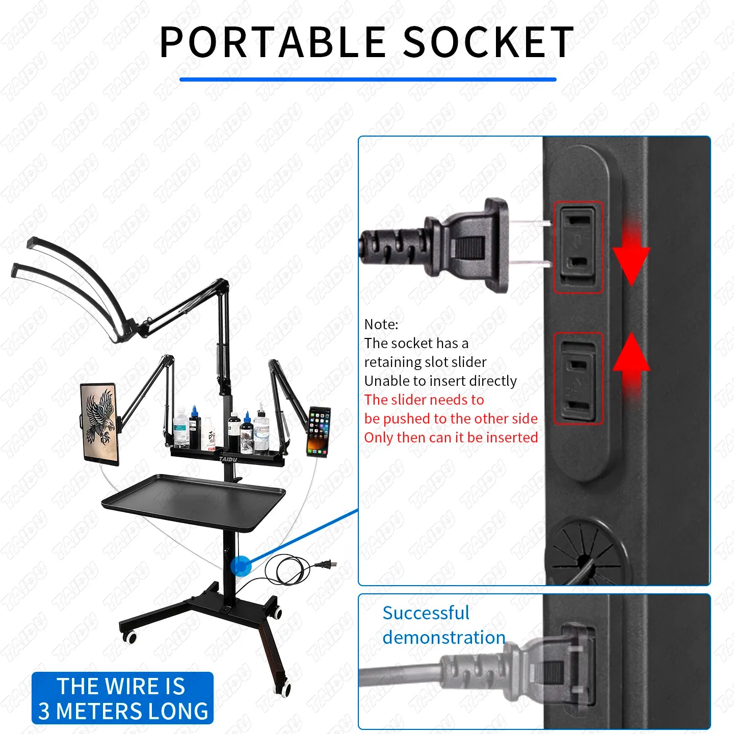 TAIDU X5 Professional Tattoo Workstation with Foldable Half-Moon Light