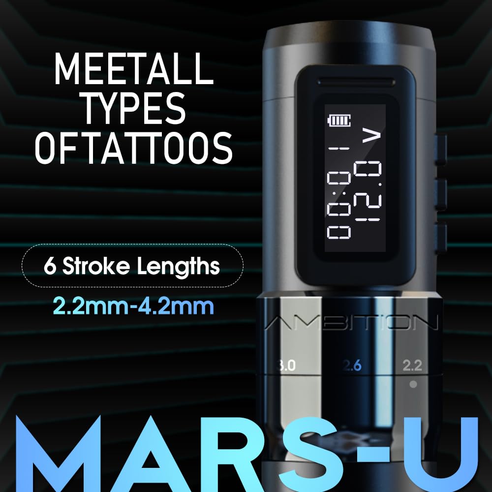 Ambition MARS-U Wireless Tattoo Machine with Adjustable Stroke