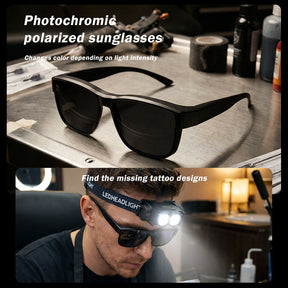 INKSOUL® Tattoo Headlamp with Polarized Glasses Anti-Reflective LED Light for Tattoo, Embroidery & Cosmetic Work