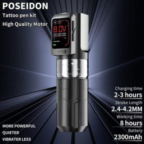 POSEIDON-S-LUXE DUAL POWER TATTOO PEN SET – WIRELESS FREEDOM MEETS WIRED PRECISION