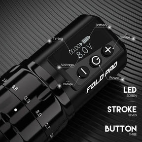 Dragonhawk Wireless Tattoo Pen Machine with 7 Stroke Length | Fold Pro