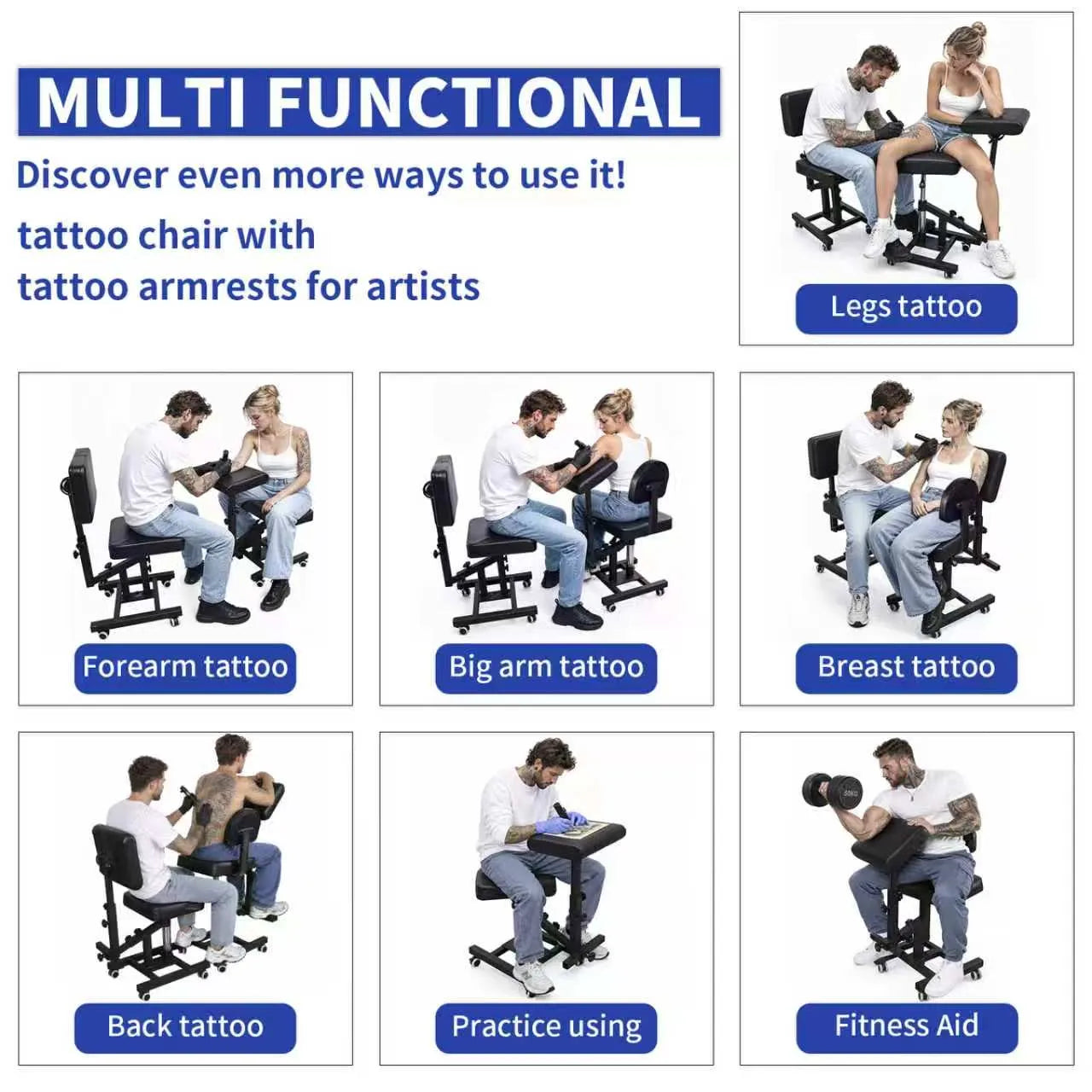 TAIDU 4th Gen Plus Multifunctional Tattoo Chair with Backrest
