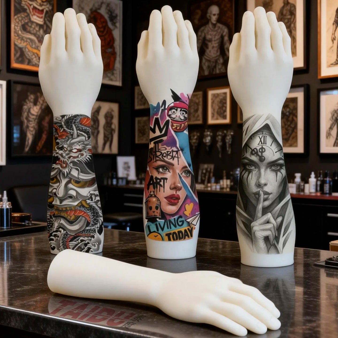 TAIDU High-Quality Tattoo Practice Silicone Forearm with Hand