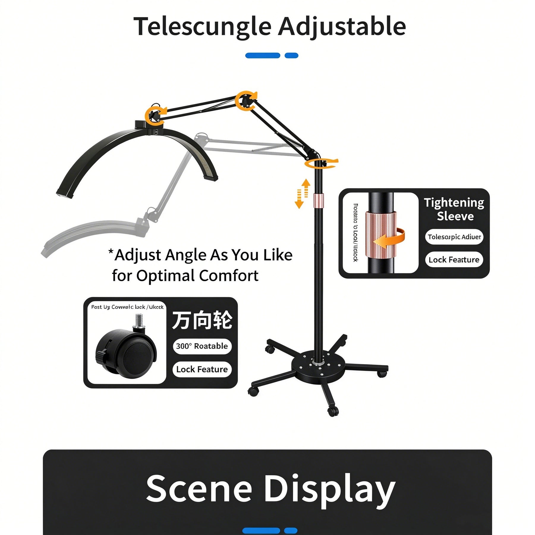 TAIDU X5 Anti-Glare Floor Stand Tattoo Shading Light