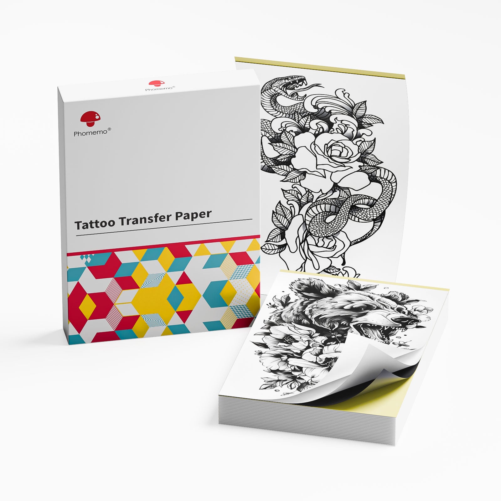 Compatibile Phomemo Tp31 Carta Per Tatuaggi Phomemo 100 Fogli - 80x133mm, Compatibile Con Stampante TP31 Stampante Tattoo Stencil