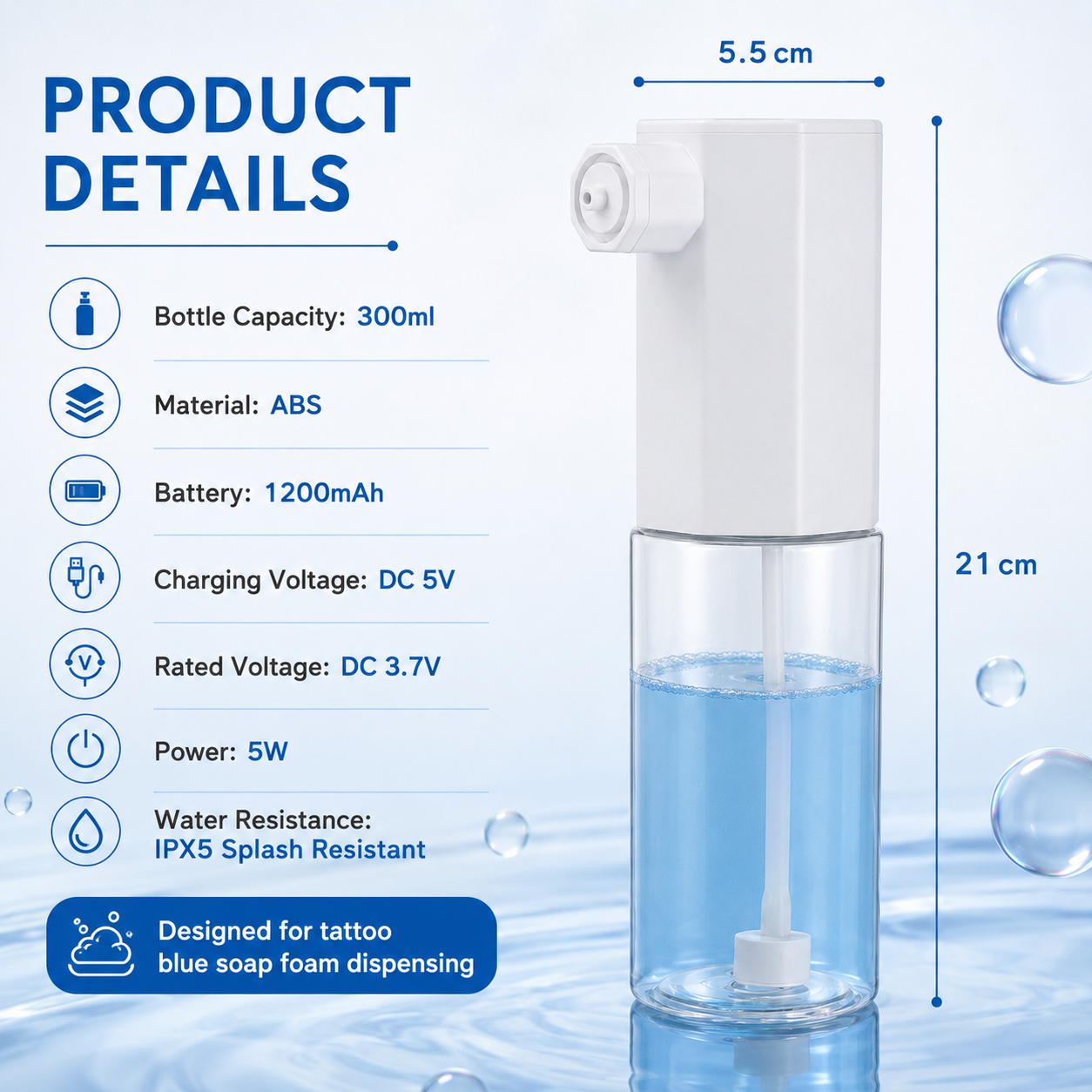 INKSOUL Electric Tattoo Blue Soap Foamer