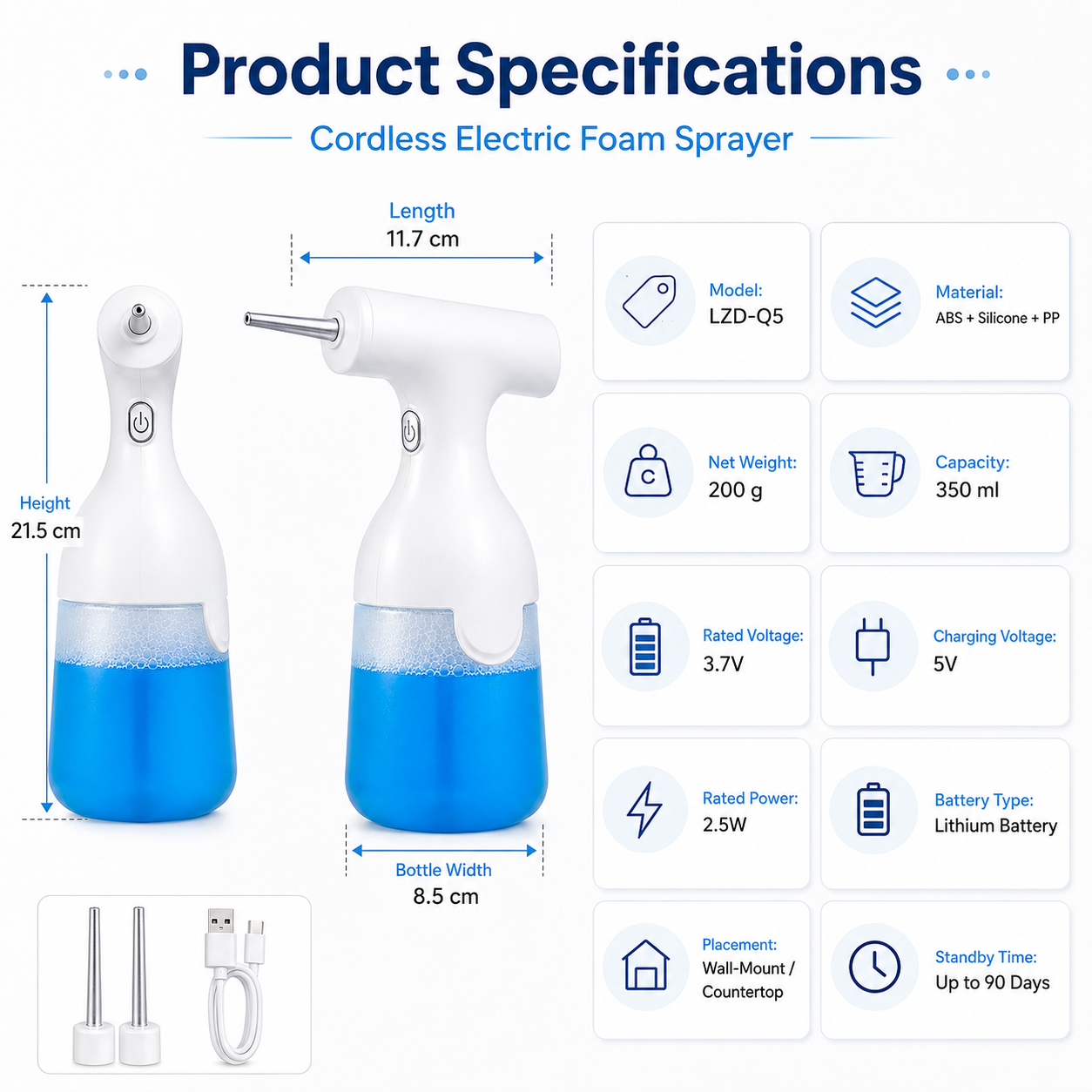 INKSOUL Cordless Electric Tattoo Blue Soap Foam Sprayer – LZD-Q5 350ml