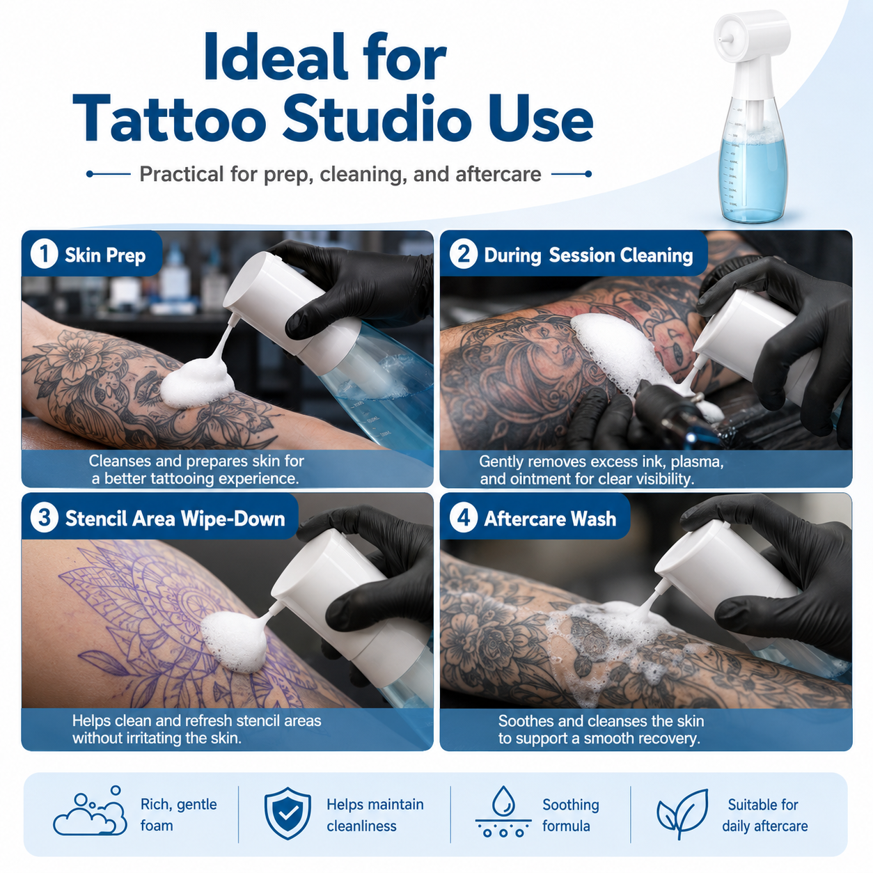 INKSOUL Smart Electric Tattoo Blue Soap Foam Sprayer – LZD-Q5 650ml