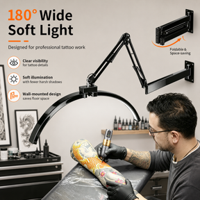 TAIDU Professional Tattoo Wall-Mounted Lighting Kit for Shading & Detail Work (with Anti-Glare Glasse)