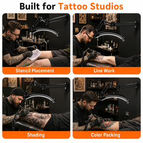 TAIDU Professional Tattoo Wall-Mounted Lighting Kit for Shading & Detail Work (with Anti-Glare Glasse)