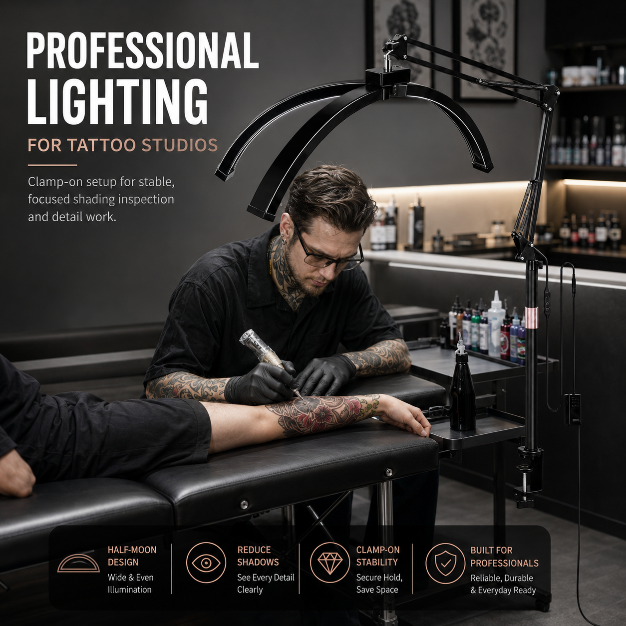 TAIDU X5 Anti-Glare Polarizing Half-Moon Desk Clamp Lamp