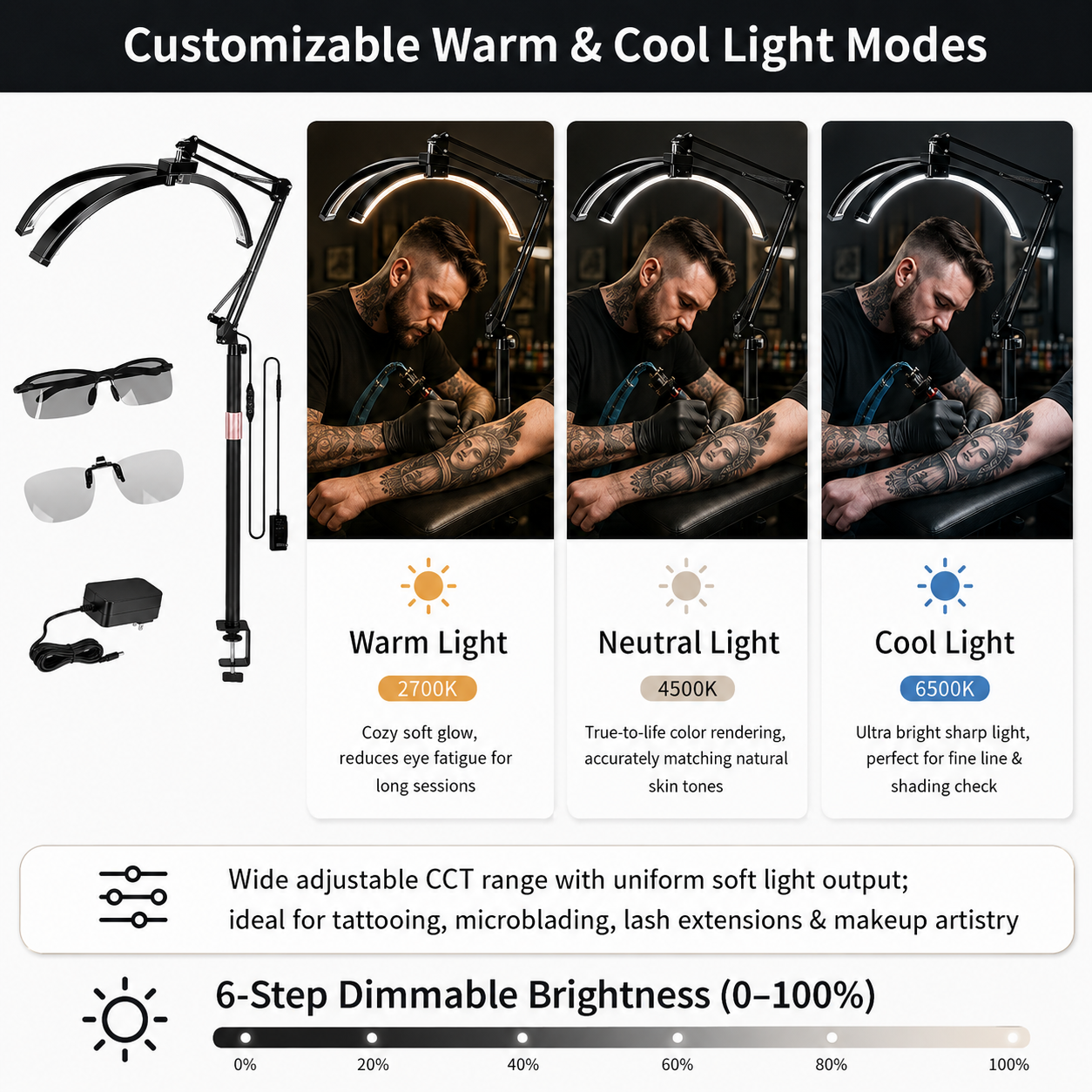 TAIDU X5 Anti-Glare Polarizing Half-Moon Desk Clamp Lamp