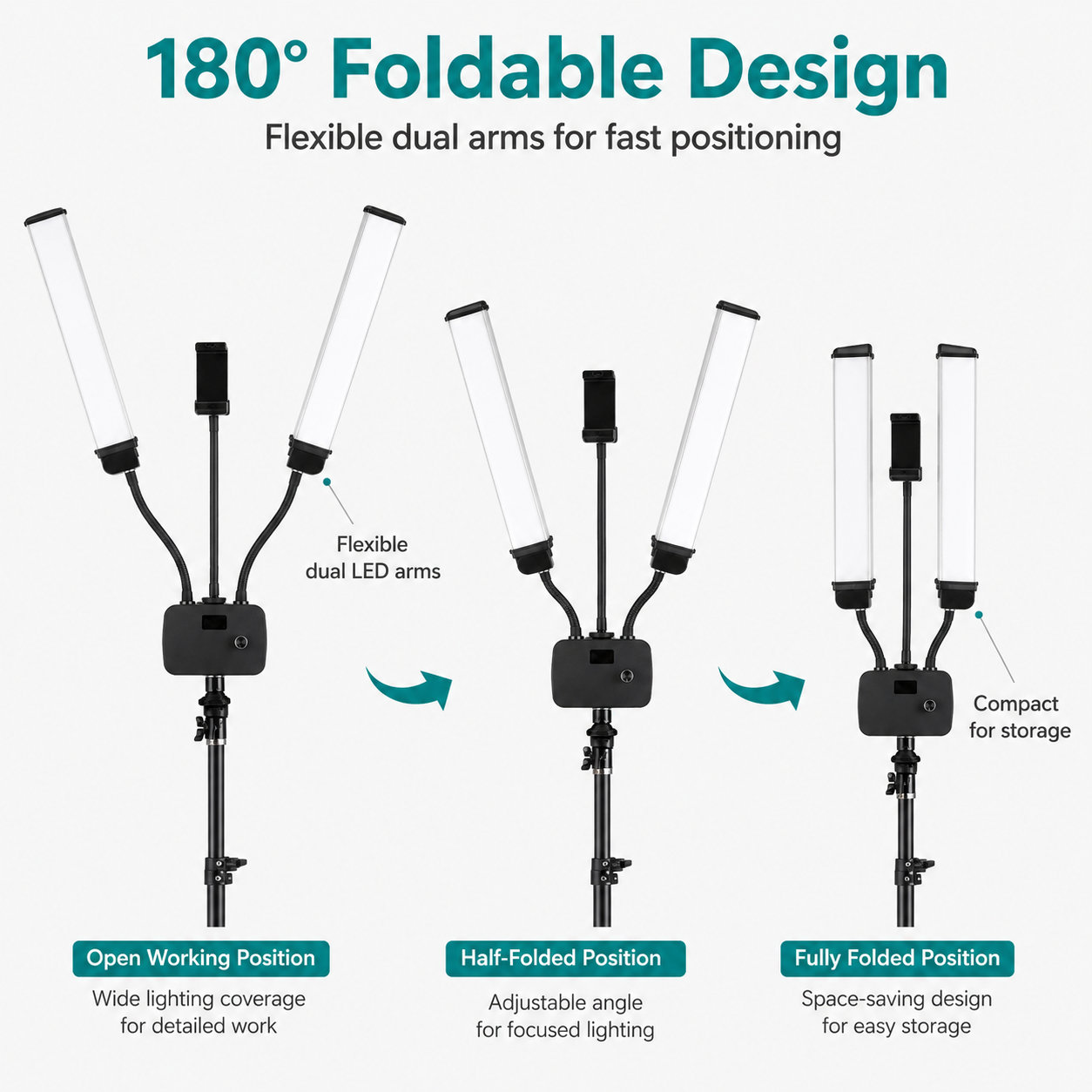Inksoul flexible Doppelarme LED füllen Licht füllen