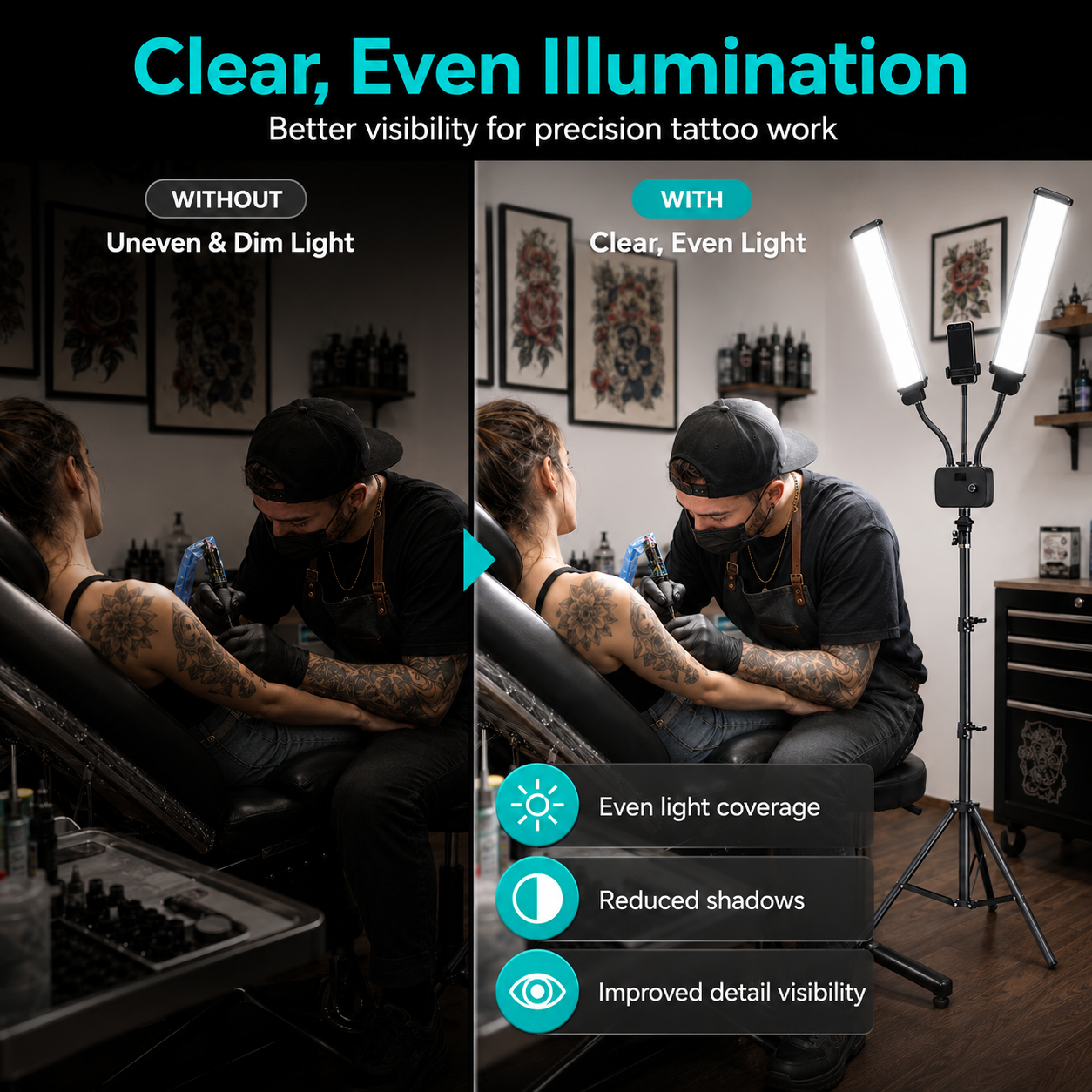 Inksoul flexible Doppelarme LED füllen Licht füllen