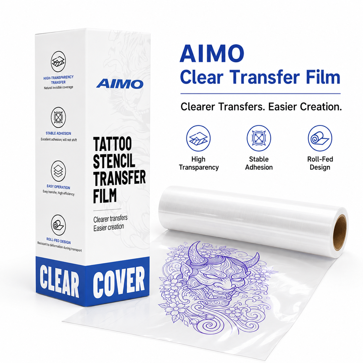 Transparent Transfer Paper , Clear Pattern Thermal Transfer Film Roll for Tattoo Cover-up 90pcs/Roll