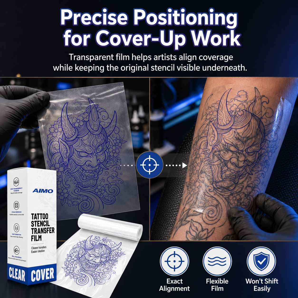 Transparent Transfer Paper , Clear Pattern Thermal Transfer Film Roll for Tattoo Cover-up 90pcs/Roll