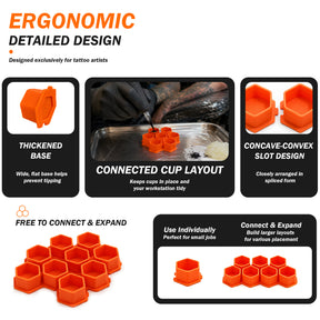INKSOUL Disposable Silicone Tattoo Ink Caps  180Pcs/Set Hexagon Splicable