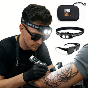 INKSOUL® Tattoo Headlamp with Polarized Glasses Anti-Reflective LED Light for Tattoo Embroidery & Cosmetic Work