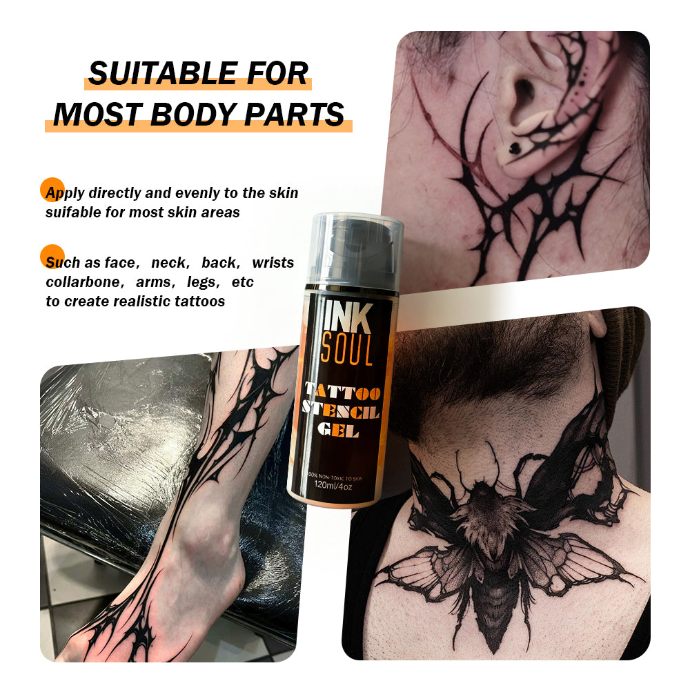 INKSOUL® Tattoo Stencil Transfer Gel, 4 fl oz / 120ml - Long-Lasting & Smudge-Proof