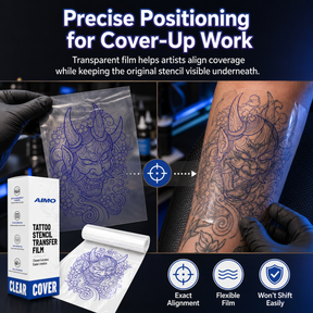 Transparent Transfer Paper , Clear Pattern Thermal Transfer Film Roll for Tattoo Cover-up 90pcs/Roll
