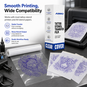 Transparent Transfer Paper , Clear Pattern Thermal Transfer Film Roll for Tattoo Cover-up 90pcs/Roll