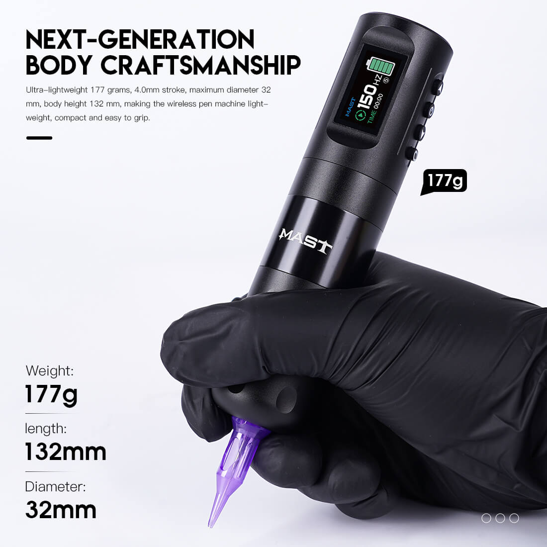 Dragonhawk Wireless Tattoo Pen Machine with 4.0MM Stroke Frequency Adjustable | Mast Wing